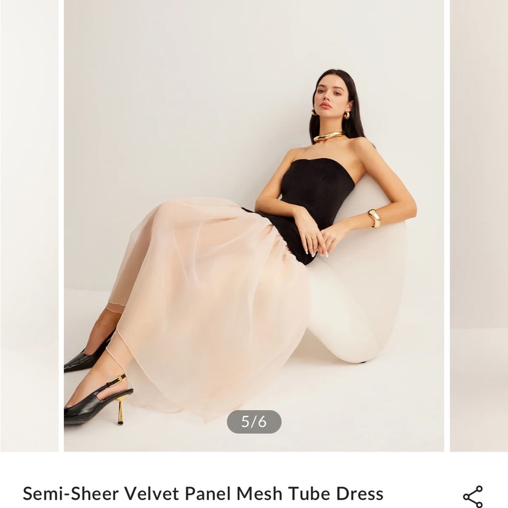 Velvet tube top with mesh bottom dress sold out online